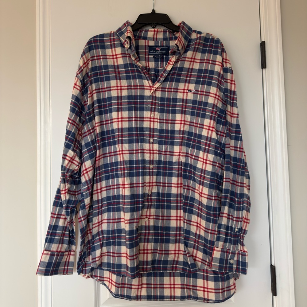 Vineyard Vines Red and Blue Plaid flannel shirt